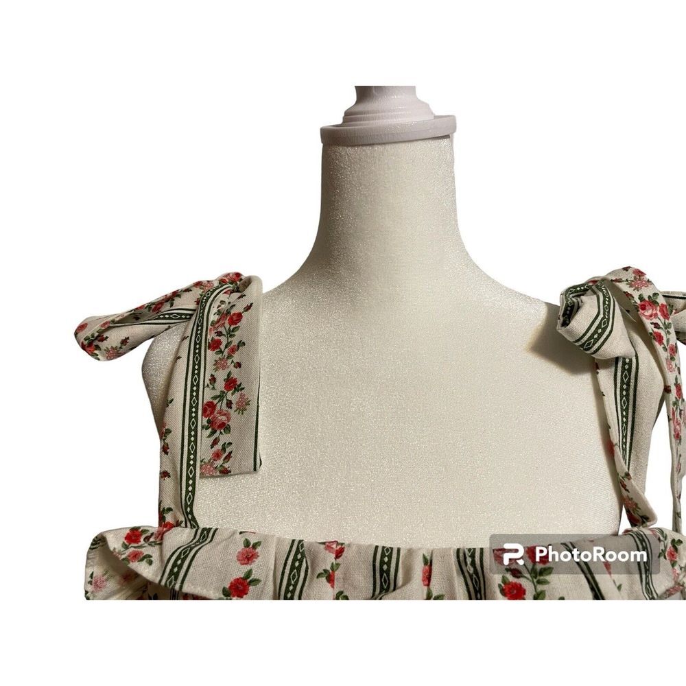 City Chic Floral Linen Blend Sundress Size 14 NWT Pockets Tie Shoulders Smocked - Picture 4 of 9